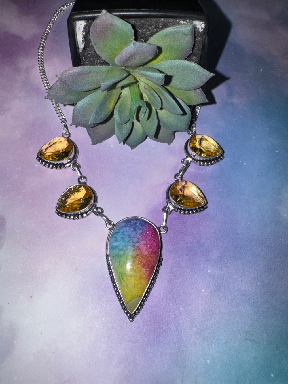 Rainbow 🌈 Solar Quartz Necklace